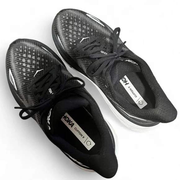 Hoka One One Clifton 9 Black Athletic Running Shoes